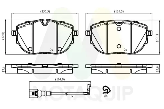 Bremsbelagsatz, Scheibenbremse Vorderachse MOTAQUIP LVXL2076 Bild Bremsbelagsatz, Scheibenbremse Vorderachse MOTAQUIP LVXL2076