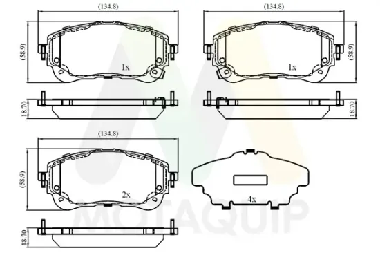 Bremsbelagsatz, Scheibenbremse Vorderachse MOTAQUIP LVXL2104 Bild Bremsbelagsatz, Scheibenbremse Vorderachse MOTAQUIP LVXL2104