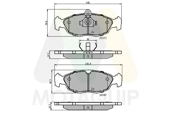 Bremsbelagsatz, Scheibenbremse Vorderachse MOTAQUIP LVXL636