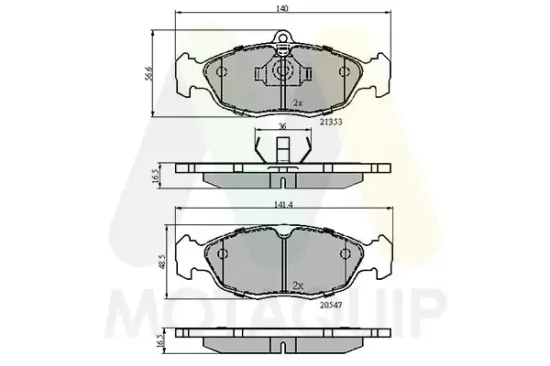 Bremsbelagsatz, Scheibenbremse Vorderachse MOTAQUIP LVXL636 Bild Bremsbelagsatz, Scheibenbremse Vorderachse MOTAQUIP LVXL636