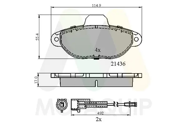 Bremsbelagsatz, Scheibenbremse Vorderachse MOTAQUIP LVXL706