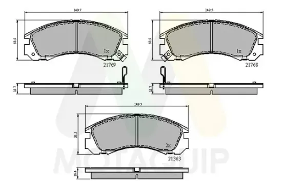 Bremsbelagsatz, Scheibenbremse Vorderachse MOTAQUIP LVXL721 Bild Bremsbelagsatz, Scheibenbremse Vorderachse MOTAQUIP LVXL721