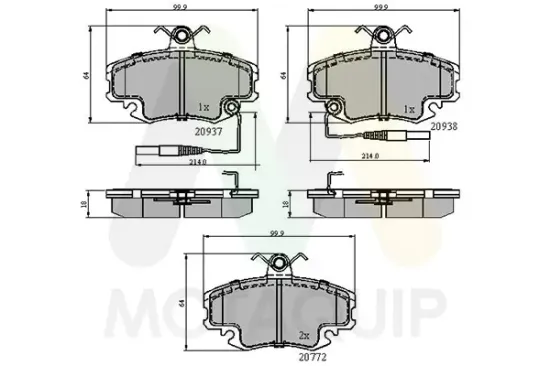 Bremsbelagsatz, Scheibenbremse Vorderachse MOTAQUIP LVXL848 Bild Bremsbelagsatz, Scheibenbremse Vorderachse MOTAQUIP LVXL848