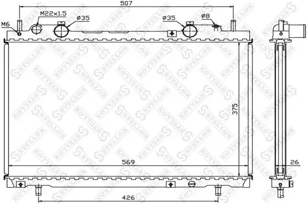 Kühler, Motorkühlung STELLOX 10-25692-SX