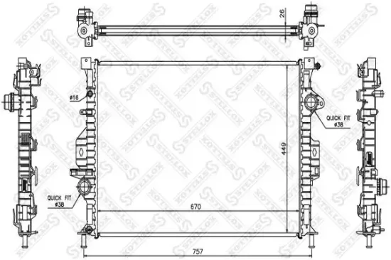 Kühler, Motorkühlung STELLOX 10-26464-SX Bild Kühler, Motorkühlung STELLOX 10-26464-SX