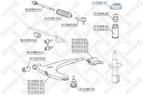 Federbeinstützlager Vorderachse STELLOX 12-51006-SX Bild Federbeinstützlager Vorderachse STELLOX 12-51006-SX