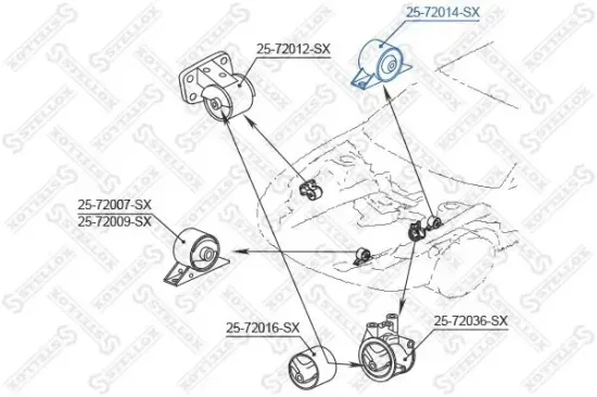 Lagerung, Motor hinten links STELLOX 25-72014-SX Bild Lagerung, Motor hinten links STELLOX 25-72014-SX