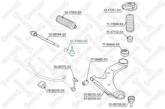 Spurstangenkopf Vorderachse links Vorderachse rechts Vorderachse STELLOX 51-17003-SX Bild Spurstangenkopf Vorderachse links Vorderachse rechts Vorderachse STELLOX 51-17003-SX