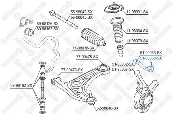 Spurstangenkopf Vorderachse links außen STELLOX 51-98068-SX
