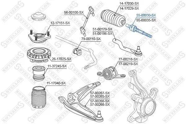 Axialgelenk, Spurstange Vorderachse links STELLOX 55-00030-SX