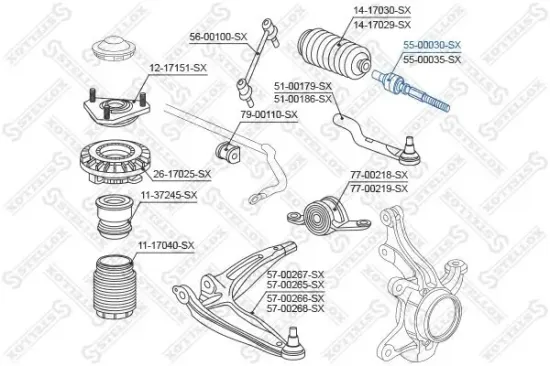 Axialgelenk, Spurstange Vorderachse links STELLOX 55-00030-SX Bild Axialgelenk, Spurstange Vorderachse links STELLOX 55-00030-SX