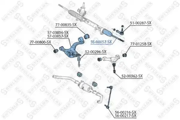 Axialgelenk, Spurstange Vorderachse rechts Vorderachse links STELLOX 55-00057-SX