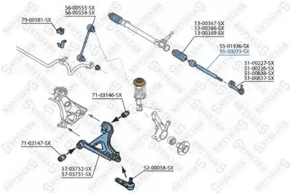 Axialgelenk, Spurstange Vorderachse rechts Vorderachse links STELLOX 55-00073-SX