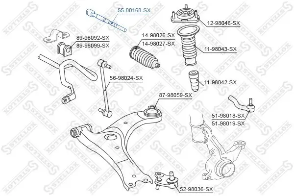 Axialgelenk, Spurstange Vorderachse rechts Vorderachse links STELLOX 55-00168-SX