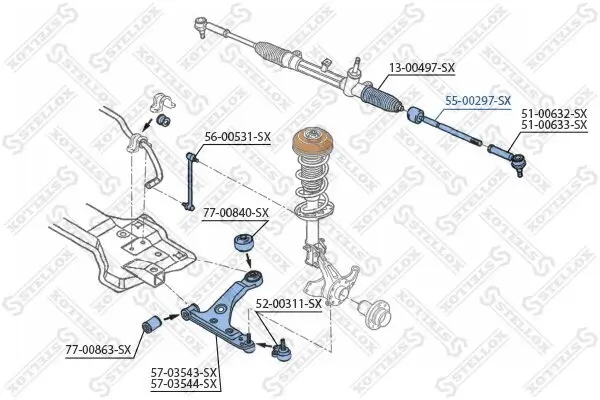Axialgelenk, Spurstange Vorderachse links Vorderachse rechts STELLOX 55-00297-SX