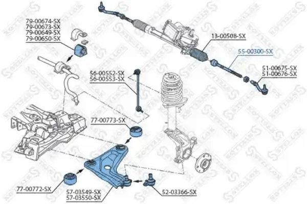 Axialgelenk, Spurstange Vorderachse links Vorderachse rechts STELLOX 55-00300-SX