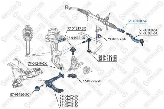 Axialgelenk, Spurstange Vorderachse rechts Vorderachse links STELLOX 55-00368-SX Bild Axialgelenk, Spurstange Vorderachse rechts Vorderachse links STELLOX 55-00368-SX