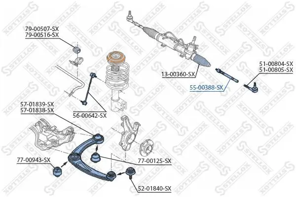 Axialgelenk, Spurstange Vorderachse links Vorderachse rechts STELLOX 55-00388-SX