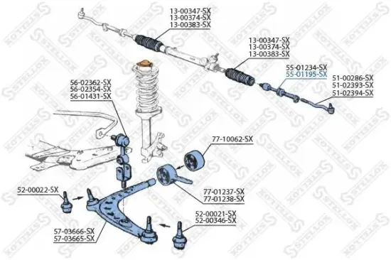 Axialgelenk, Spurstange Vorderachse Vorderachse rechts STELLOX 55-01195-SX Bild Axialgelenk, Spurstange Vorderachse Vorderachse rechts STELLOX 55-01195-SX