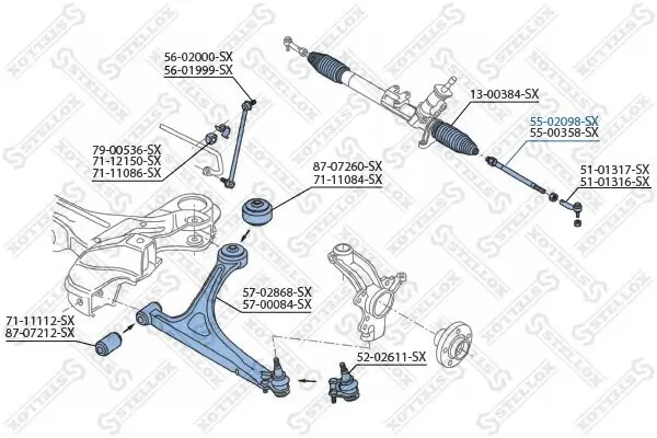 Axialgelenk, Spurstange Vorderachse rechts Vorderachse links STELLOX 55-02098-SX