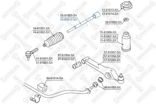 Axialgelenk, Spurstange Vorderachse links Vorderachse rechts STELLOX 55-61012-SX Bild Axialgelenk, Spurstange Vorderachse links Vorderachse rechts STELLOX 55-61012-SX