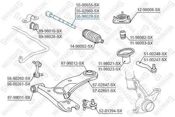 Axialgelenk, Spurstange Vorderachse links Vorderachse rechts STELLOX 55-98029-SX