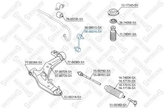 Stange/Strebe, Stabilisator Vorderachse rechts STELLOX 56-00016-SX Bild Stange/Strebe, Stabilisator Vorderachse rechts STELLOX 56-00016-SX