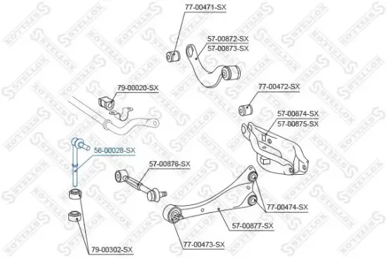 Stange/Strebe, Stabilisator Hinterachse links Hinterachse rechts STELLOX 56-00028-SX Bild Stange/Strebe, Stabilisator Hinterachse links Hinterachse rechts STELLOX 56-00028-SX