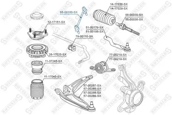 Stange/Strebe, Stabilisator Vorderachse links Vorderachse rechts STELLOX 56-00100-SX Bild Stange/Strebe, Stabilisator Vorderachse links Vorderachse rechts STELLOX 56-00100-SX