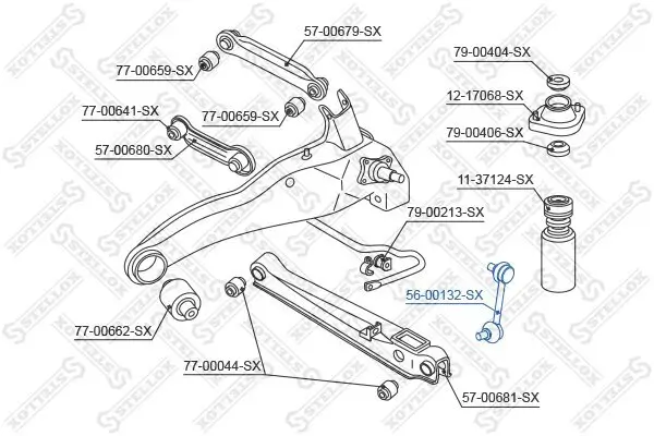 Stange/Strebe, Stabilisator Hinterachse rechts STELLOX 56-00132-SX