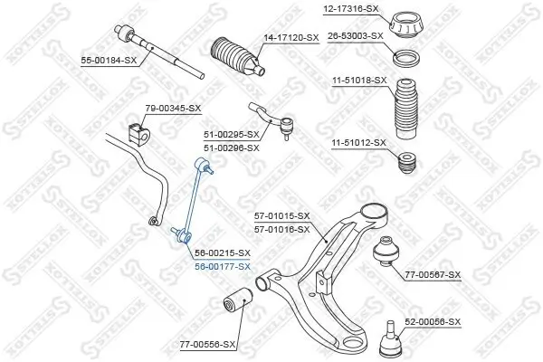 Stange/Strebe, Stabilisator Vorderachse rechts STELLOX 56-00177-SX