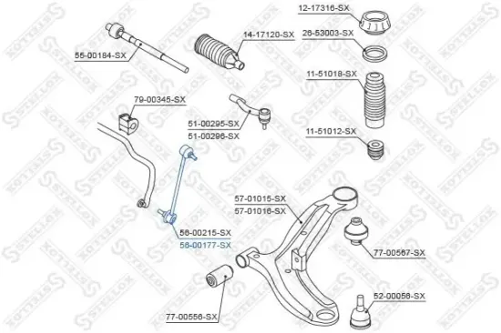 Stange/Strebe, Stabilisator Vorderachse rechts STELLOX 56-00177-SX Bild Stange/Strebe, Stabilisator Vorderachse rechts STELLOX 56-00177-SX