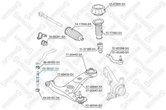 Stange/Strebe, Stabilisator Vorderachse links Vorderachse rechts STELLOX 56-00197-SX Bild Stange/Strebe, Stabilisator Vorderachse links Vorderachse rechts STELLOX 56-00197-SX