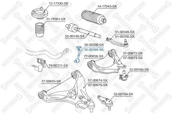 Stange/Strebe, Stabilisator Vorderachse rechts STELLOX 56-00199-SX Bild Stange/Strebe, Stabilisator Vorderachse rechts STELLOX 56-00199-SX