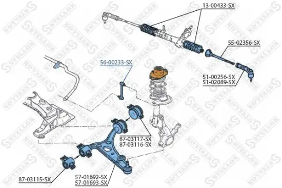 Stange/Strebe, Stabilisator Vorderachse links Vorderachse rechts STELLOX 56-00233-SX Bild Stange/Strebe, Stabilisator Vorderachse links Vorderachse rechts STELLOX 56-00233-SX