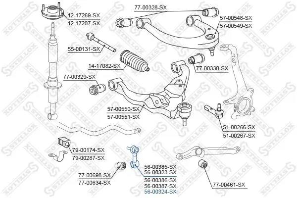 Stange/Strebe, Stabilisator Vorderachse rechts STELLOX 56-00324-SX