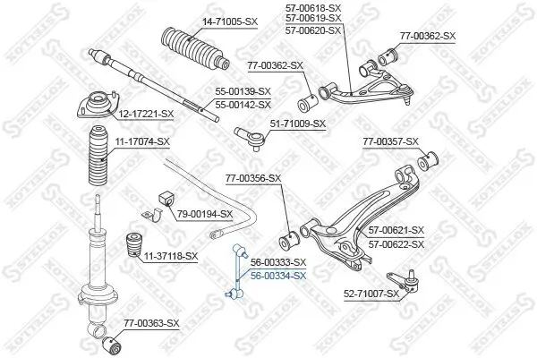 Stange/Strebe, Stabilisator Vorderachse rechts STELLOX 56-00334-SX