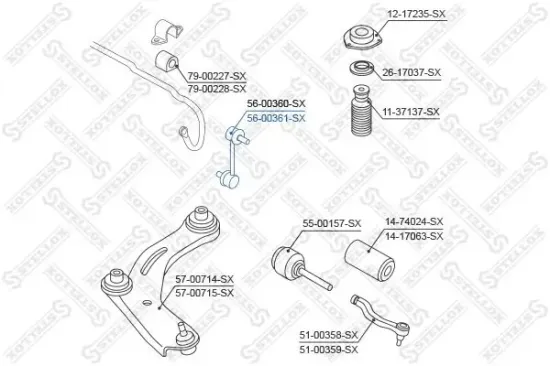 Stange/Strebe, Stabilisator Vorderachse rechts STELLOX 56-00361-SX Bild Stange/Strebe, Stabilisator Vorderachse rechts STELLOX 56-00361-SX