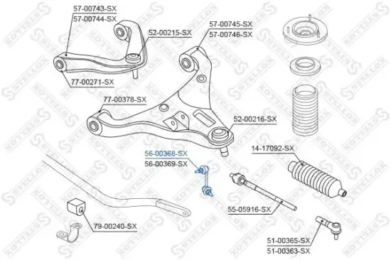 Stange/Strebe, Stabilisator Vorderachse links STELLOX 56-00368-SX Bild Stange/Strebe, Stabilisator Vorderachse links STELLOX 56-00368-SX