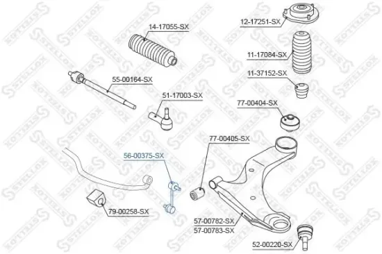 Stange/Strebe, Stabilisator Vorderachse rechts Vorderachse links STELLOX 56-00375-SX Bild Stange/Strebe, Stabilisator Vorderachse rechts Vorderachse links STELLOX 56-00375-SX