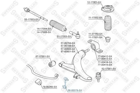 Stange/Strebe, Stabilisator Vorderachse links Vorderachse rechts STELLOX 56-00378-SX Bild Stange/Strebe, Stabilisator Vorderachse links Vorderachse rechts STELLOX 56-00378-SX