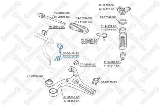 Stange/Strebe, Stabilisator Vorderachse rechts STELLOX 56-00420-SX Bild Stange/Strebe, Stabilisator Vorderachse rechts STELLOX 56-00420-SX
