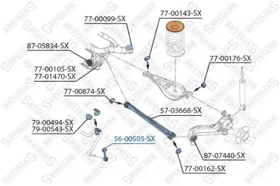 Stange/Strebe, Stabilisator Hinterachse links Hinterachse rechts STELLOX 56-00505-SX Bild Stange/Strebe, Stabilisator Hinterachse links Hinterachse rechts STELLOX 56-00505-SX
