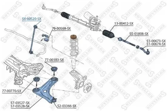 Stange/Strebe, Stabilisator Vorderachse links Vorderachse rechts STELLOX 56-00520-SX Bild Stange/Strebe, Stabilisator Vorderachse links Vorderachse rechts STELLOX 56-00520-SX