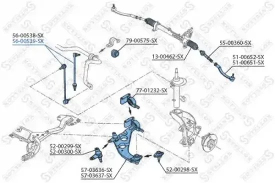 Stange/Strebe, Stabilisator Vorderachse links Vorderachse rechts STELLOX 56-00539-SX Bild Stange/Strebe, Stabilisator Vorderachse links Vorderachse rechts STELLOX 56-00539-SX