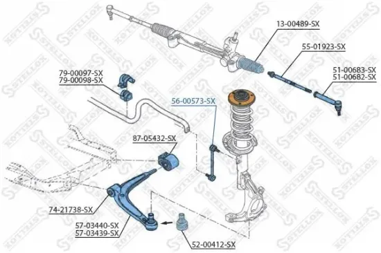 Stange/Strebe, Stabilisator Vorderachse links Vorderachse rechts STELLOX 56-00573-SX Bild Stange/Strebe, Stabilisator Vorderachse links Vorderachse rechts STELLOX 56-00573-SX