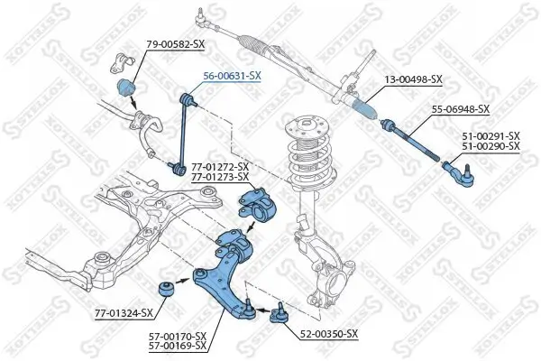 Stange/Strebe, Stabilisator Vorderachse links Vorderachse rechts STELLOX 56-00631-SX