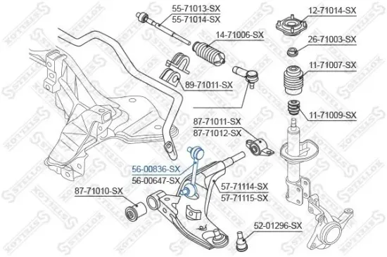 Stange/Strebe, Stabilisator Vorderachse links STELLOX 56-00836-SX Bild Stange/Strebe, Stabilisator Vorderachse links STELLOX 56-00836-SX