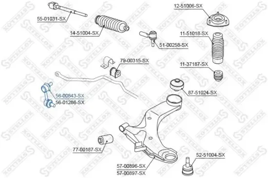 Stange/Strebe, Stabilisator Vorderachse links STELLOX 56-00843-SX Bild Stange/Strebe, Stabilisator Vorderachse links STELLOX 56-00843-SX