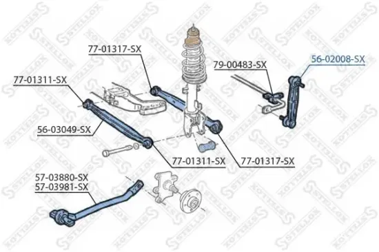 Stange/Strebe, Stabilisator Hinterachse links Hinterachse rechts STELLOX 56-02008-SX Bild Stange/Strebe, Stabilisator Hinterachse links Hinterachse rechts STELLOX 56-02008-SX